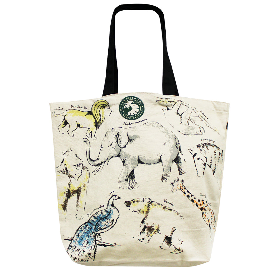 Elephant Tote Bag Cotton Canvas Tote Bag Print Original 
