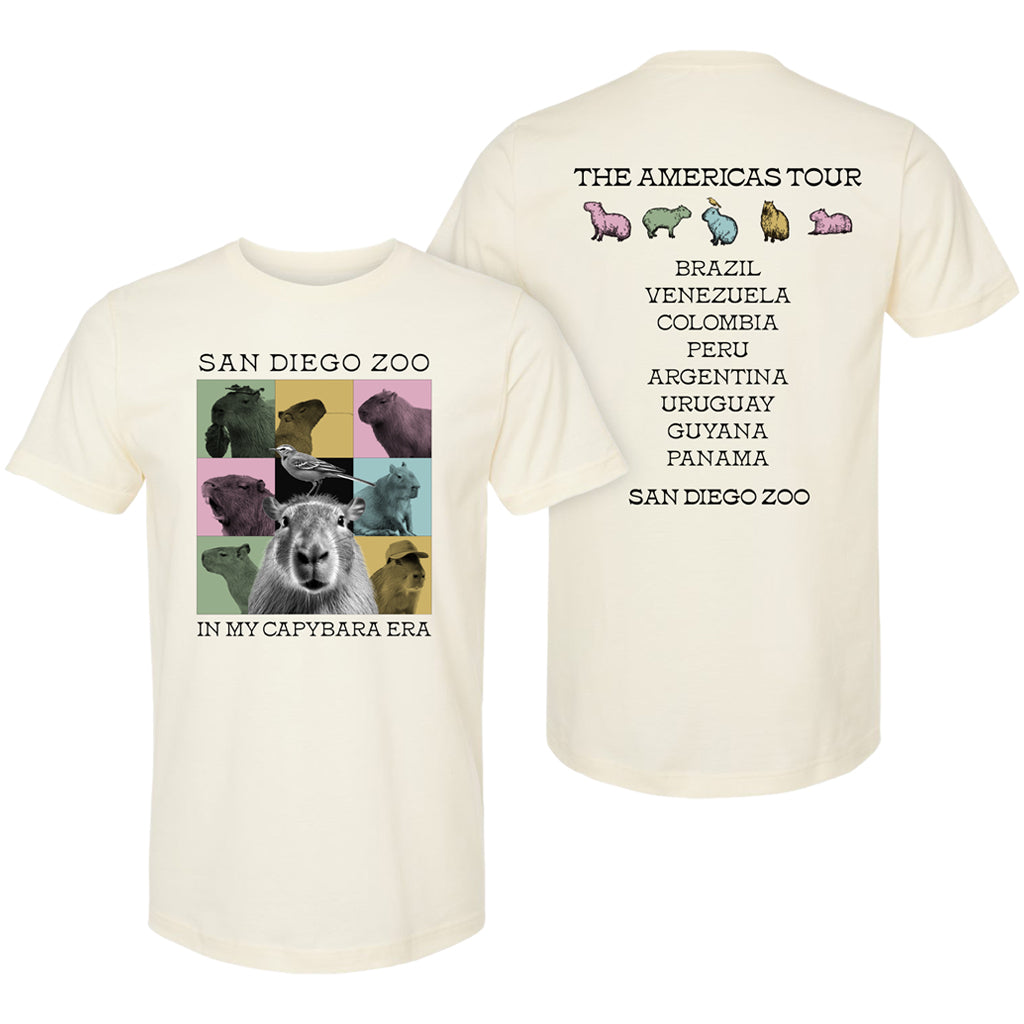 IN MY CAPYBARA ERA THE AMERICAS TOUR CONCERT STYLE TEE SAN DIEGO ZOO UNISEX CREW COTTON NATURAL TEE