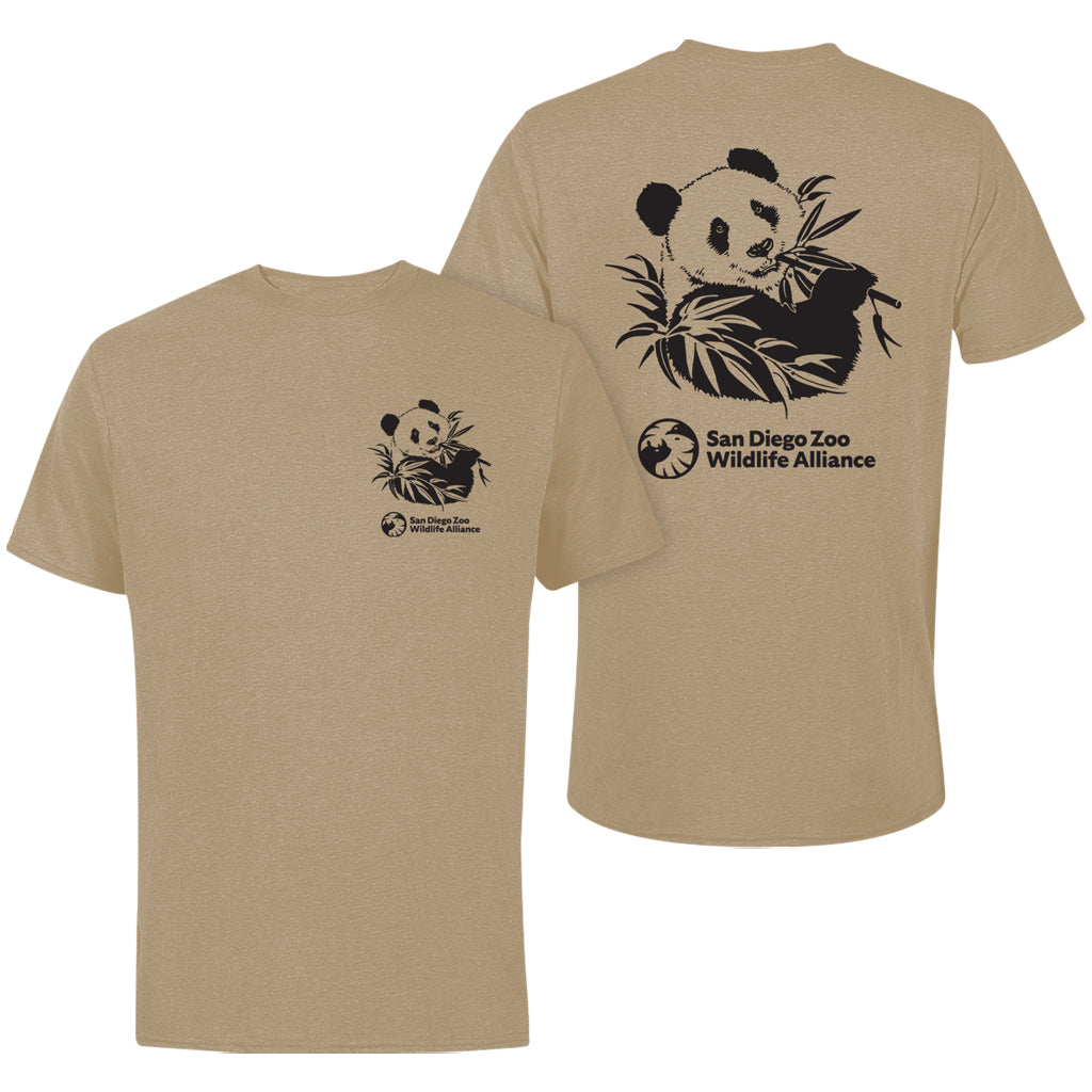 ECO ETCHED PANDA BAMBOO UNISEX MENS SAND TEE