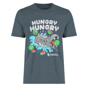 MENS UNISEX HUNGRY HUNGRY HIPPO WATERMELON TEE SLATE BLUE 