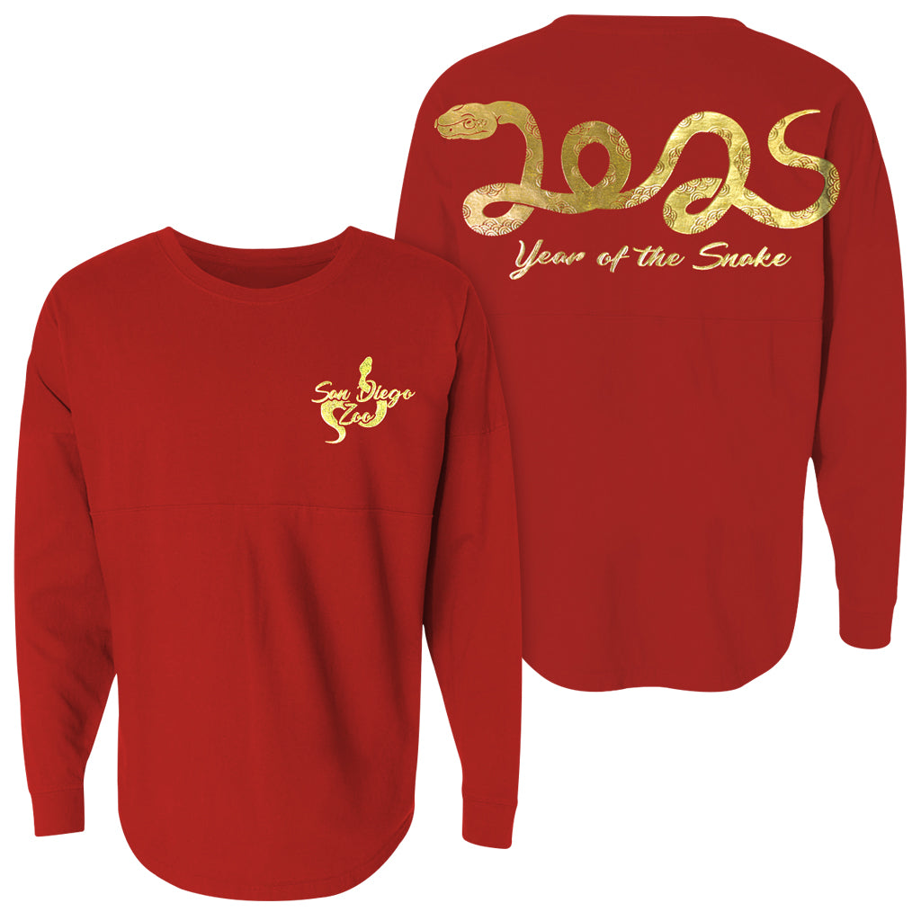 2025 YEAR OF THE SNAKE SPIRIT JERSEY RED METALLIC GOLD SAN DIEGO ZOO