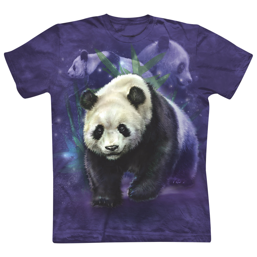 PURPLE PANDA COLLAGE BAMBOO TIE-DYED MENS UNISEX TEE SDZWA