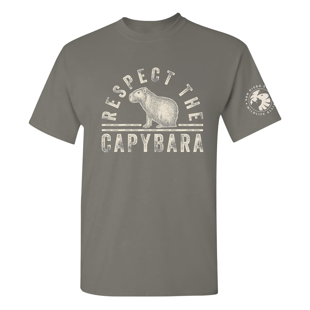 RESPECT THE CAPYBARA ADULT GRAY SHORT SLEEVE TEE T-SHIRT