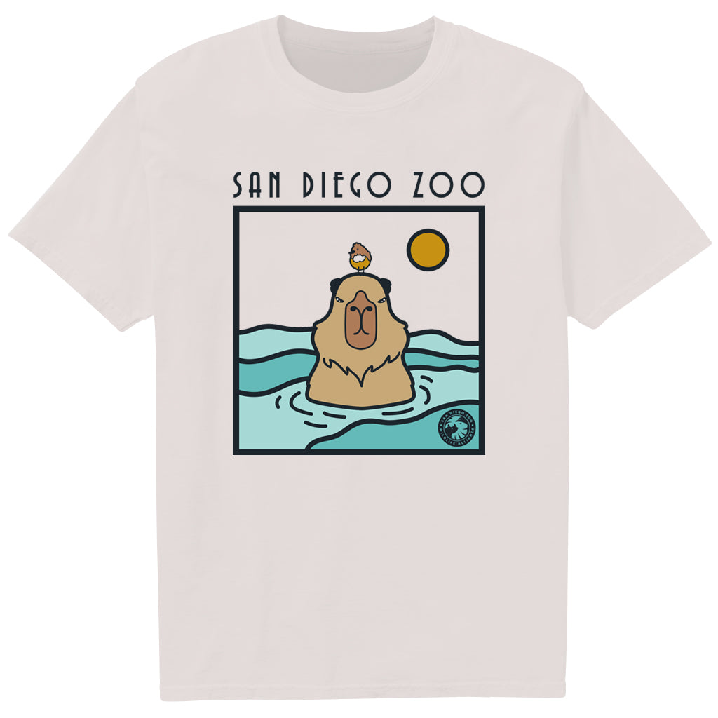 SAN DIEGO ZOO SEA WATER CAPYBARA TEE OATMEAL CREW NECK SHORT SLEEVE