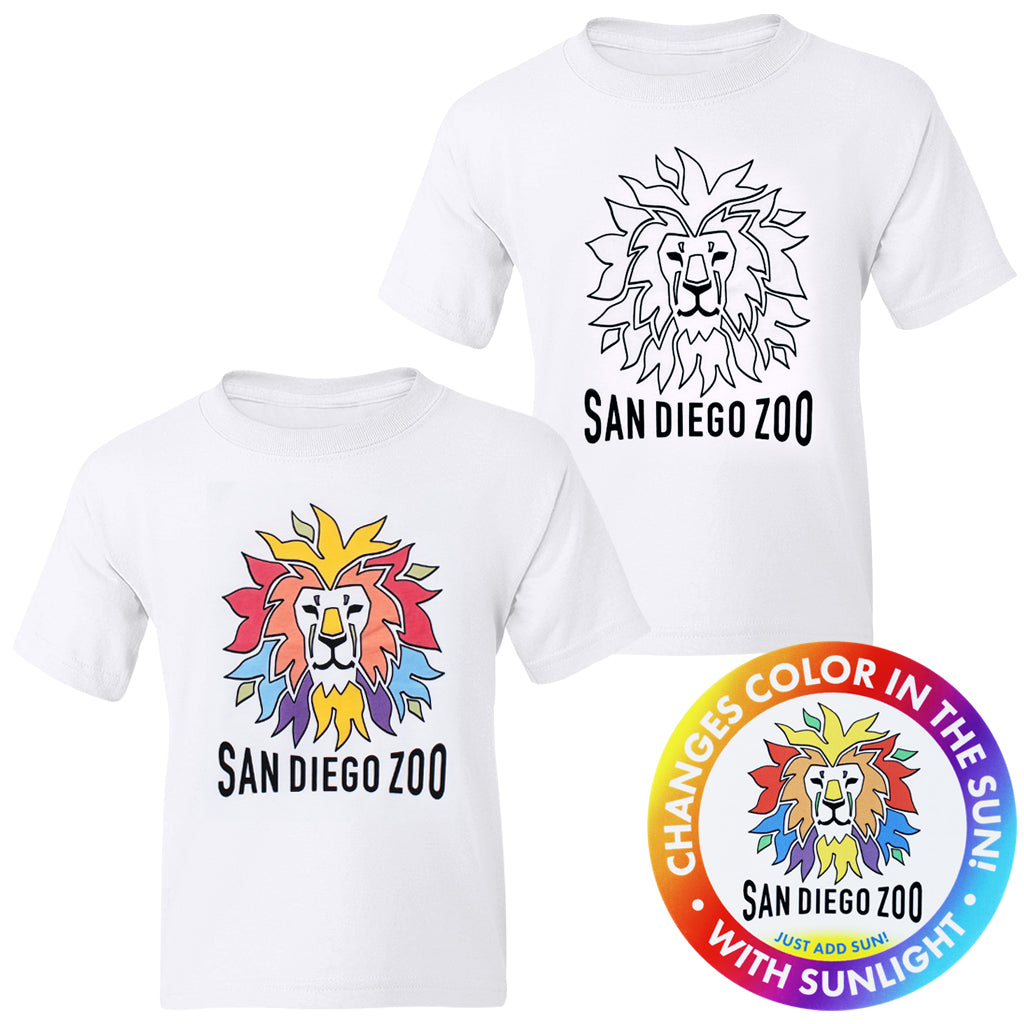 CHANGES COLOR IN THE SUN COLORFUL LION KIDS WHITE TEE TSHIRT