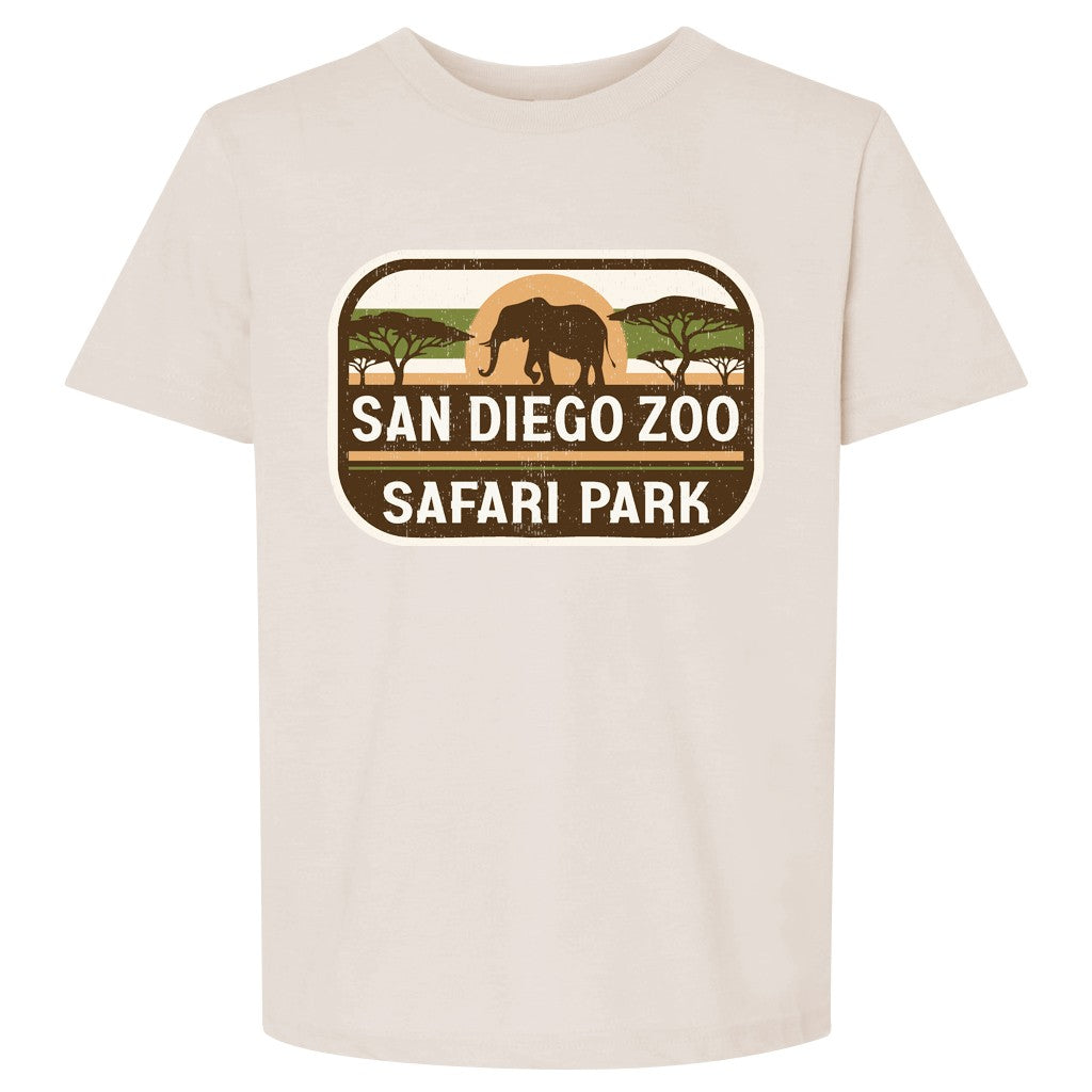 SAN DIEGO ZOO SAFARI PARK HORIZON ELEPHANT NATURAL GRAPHIC KIDS TEE