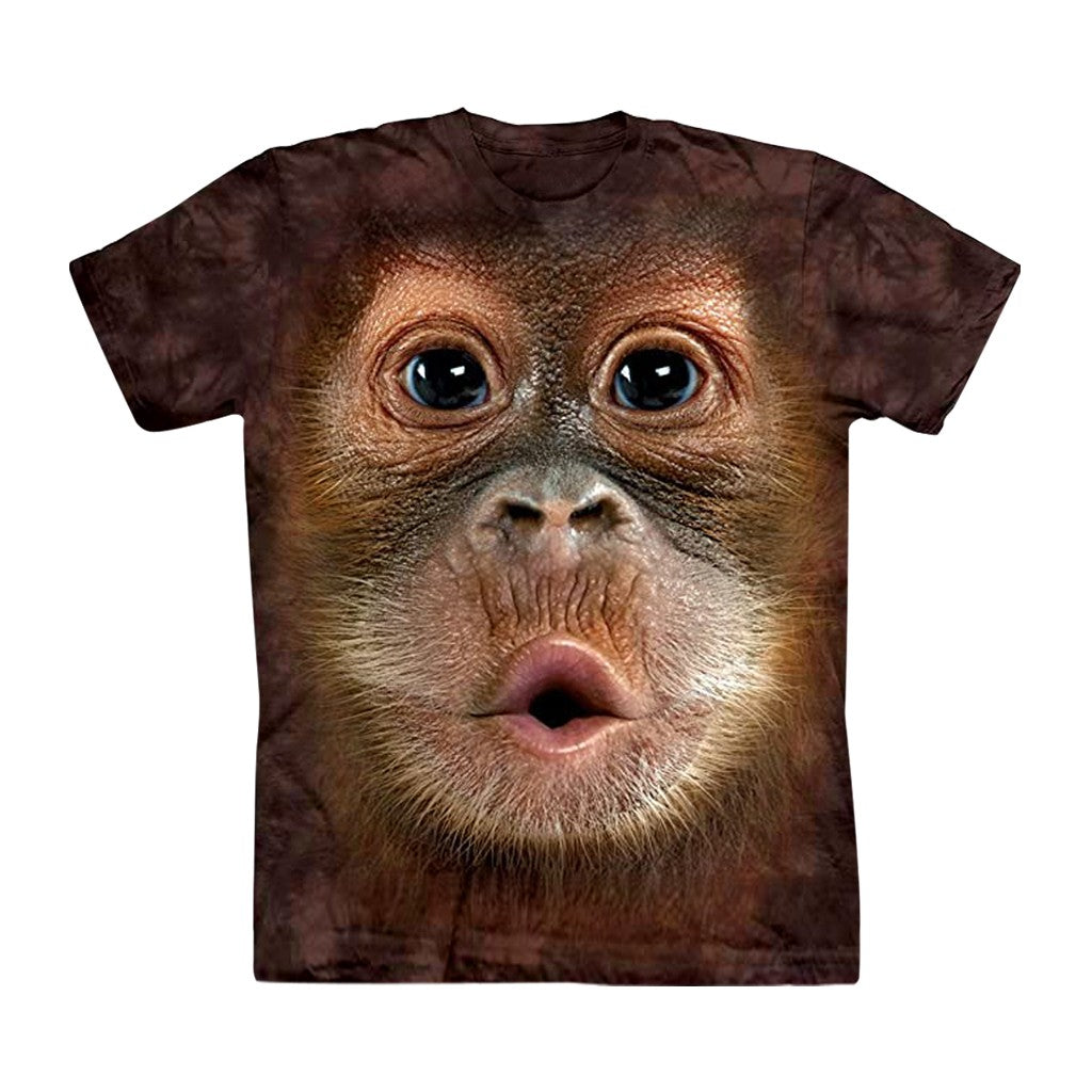 YOUTH ORANGUTAN FACE TIE-DYED TEE SAN DIEGO ZOO RUST BROWN SDZWA