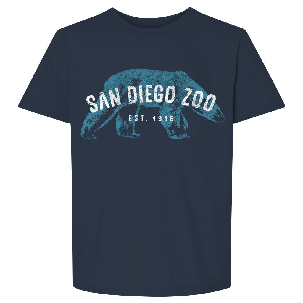 Polar Bear Pier kids short sleeved tee in blue dusk navy