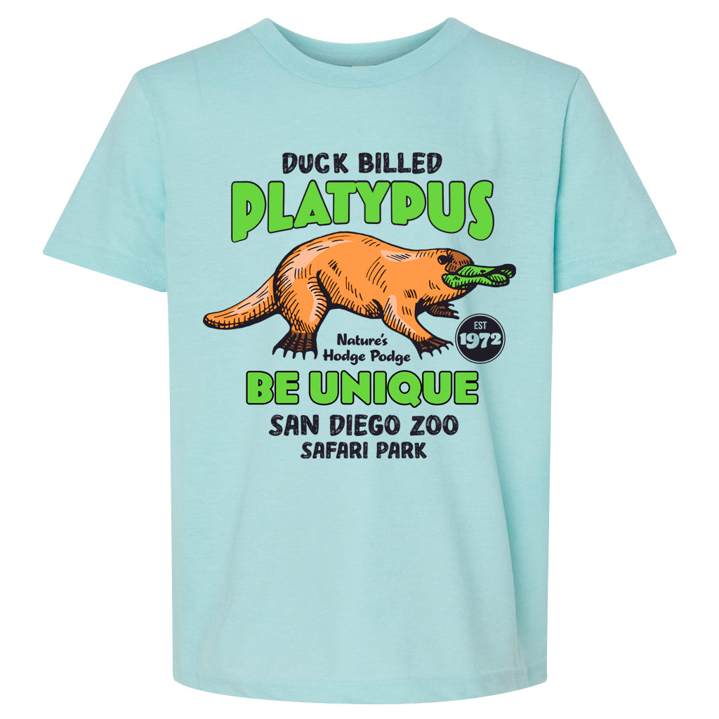 DUCK BILLED PLATYPUS BE UNIQUE NATURES HODGE PODGE KIDS YOUTH TEE UNISEX 
