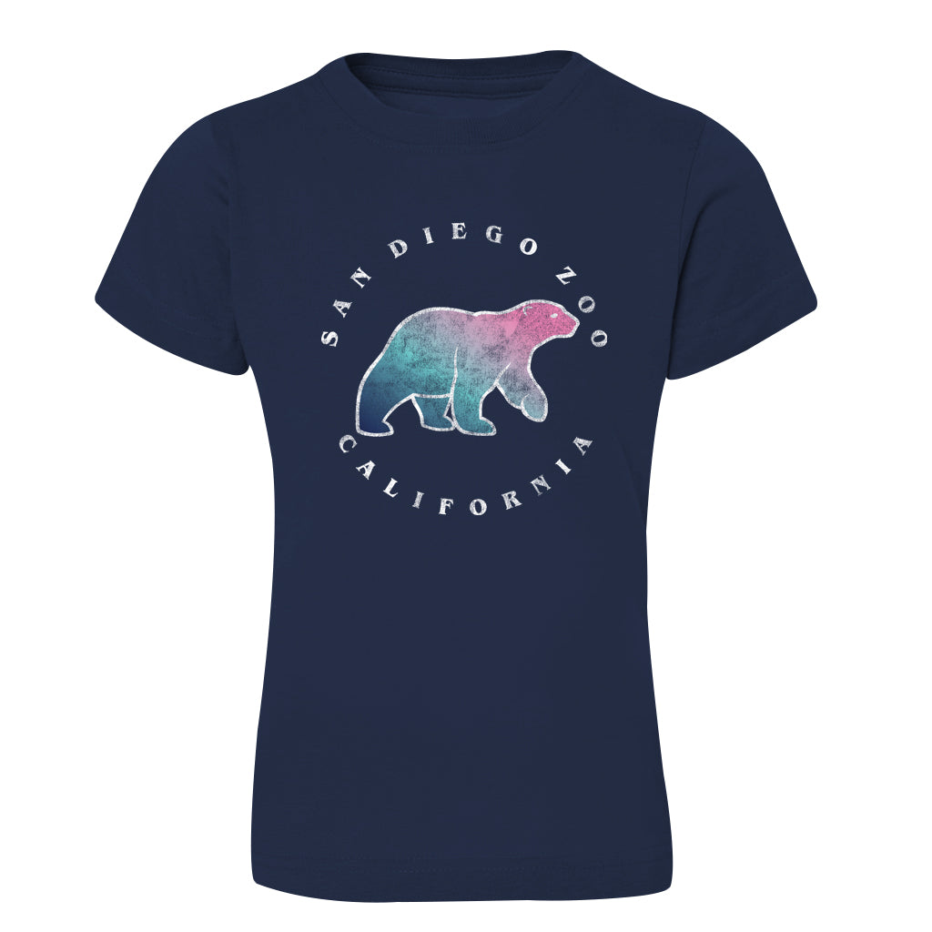 GIRLS VISTA POLAR BEAR SAN DIEGO ZOO NAVY SHORT SLEEVED TEE T-SHIRT