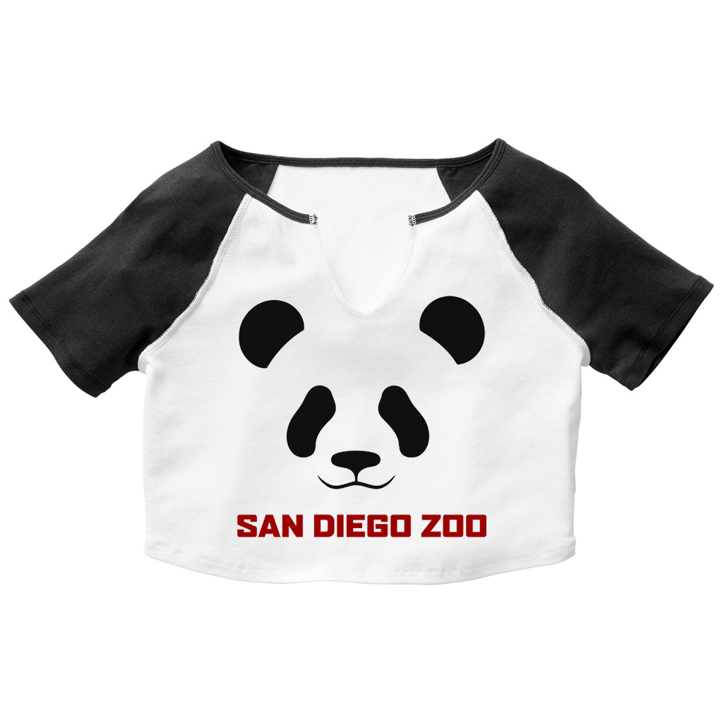 GIANT PANDA FACE CROPPED JUNIOR BASEBALL TEE SDZ