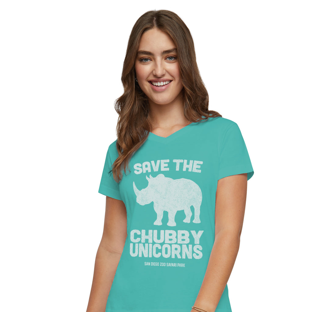 Save the Chubby Unicorns Ladies V-Tee