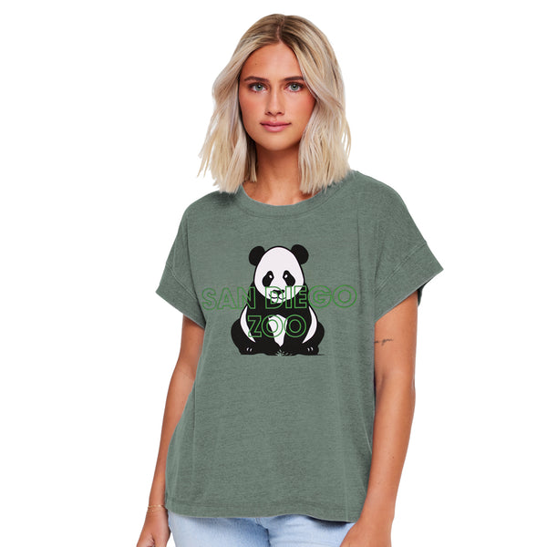 Sitting Giant Panda Boxy Ladies Tee - ShopZoo