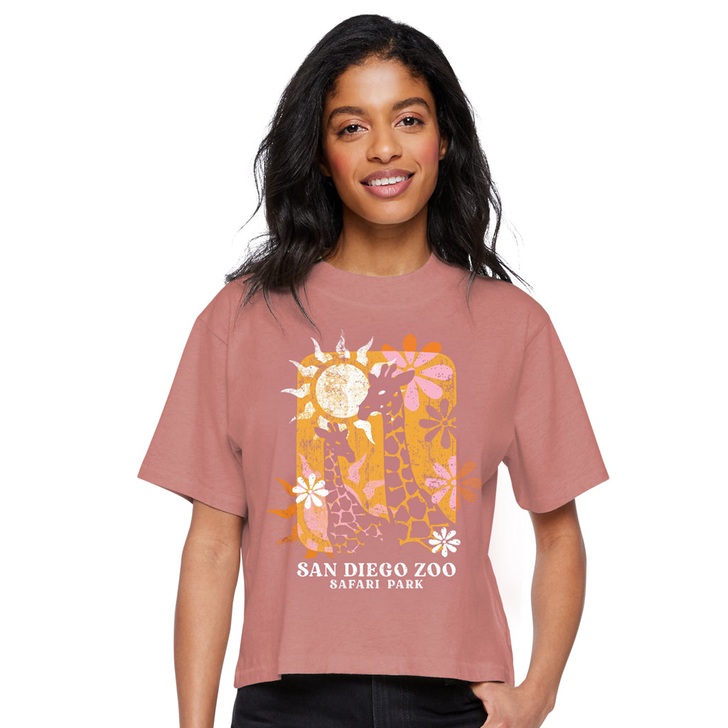 Bouquet Giraffe Cropped Ladies Tee