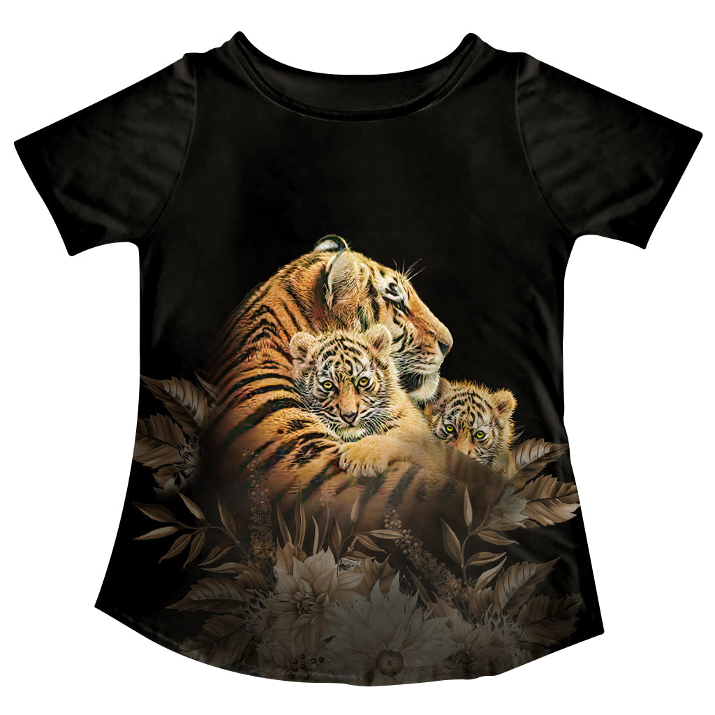 LADIES TIGER AND CUBS SHORT SLEEVE BLACK TEE