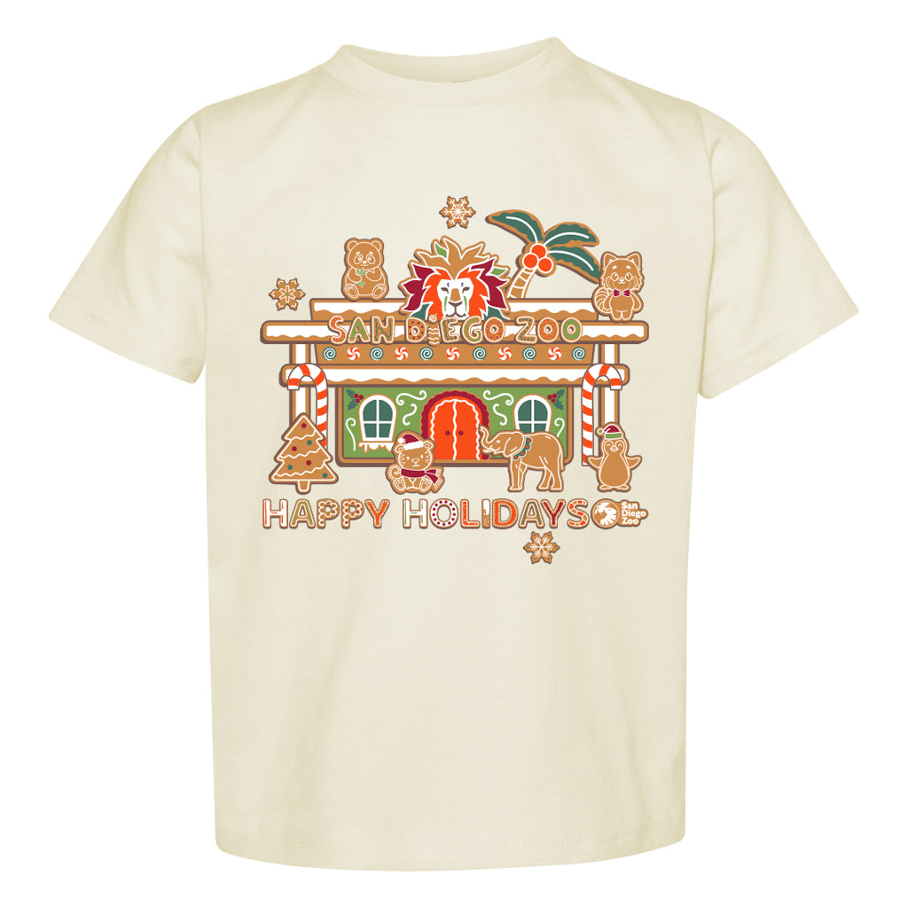 SAN DIEGO ZOO GINGERBREAD ENTRANCE TODDLER HOLIDAY CHRISTMAS TEE TSHIRT 