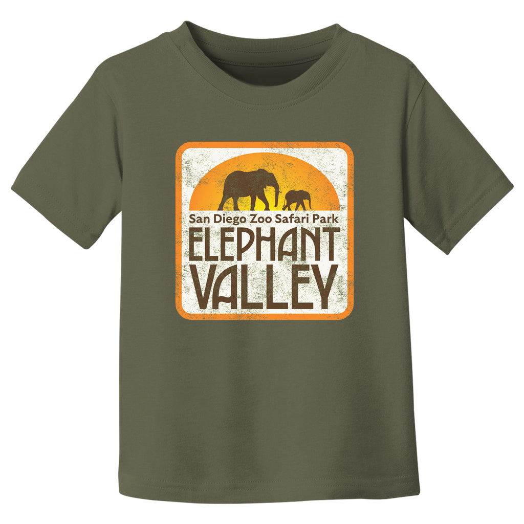 MILITARY GREEN ELEPHANT VALLEY LOGO TODDLER TEE SDZSP