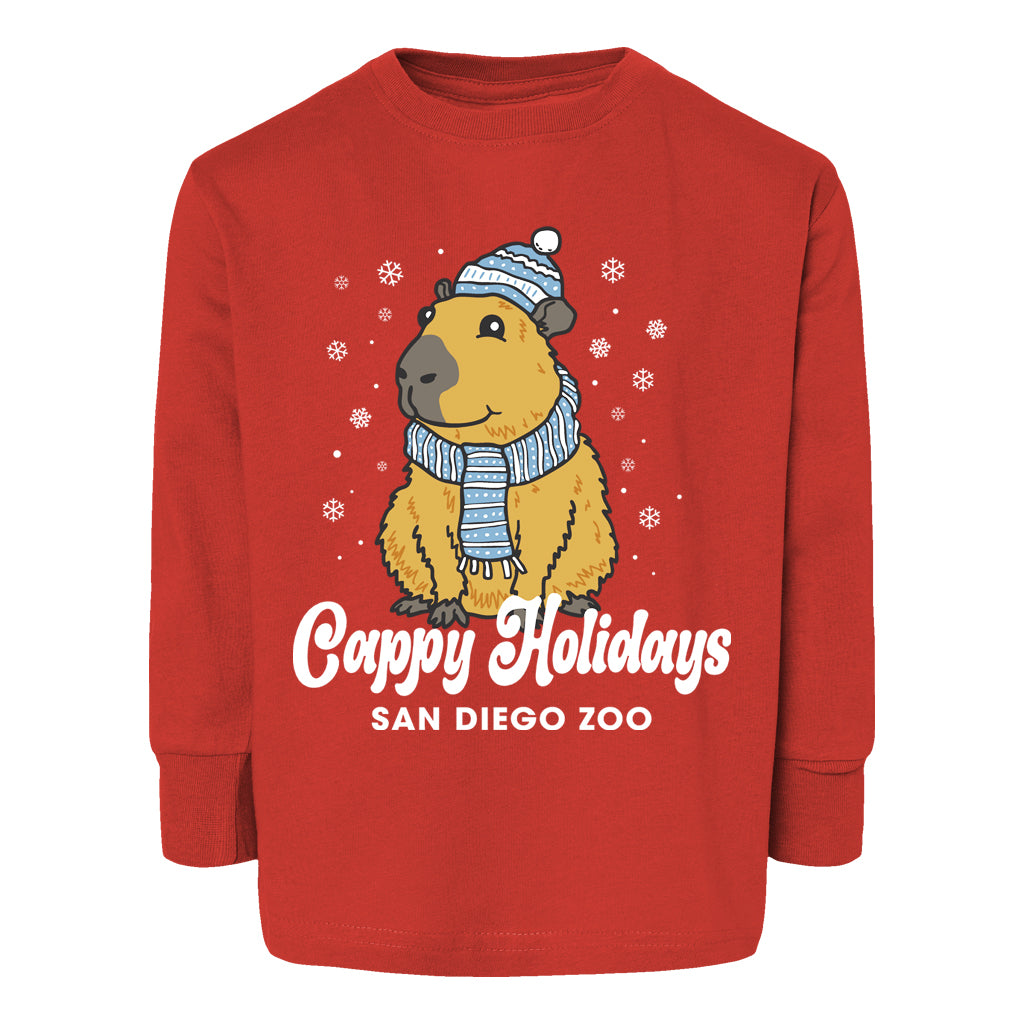 CAPPY HOLIDAYS RED LONG SLEEVE CAPYBARA TODDLER TEE 