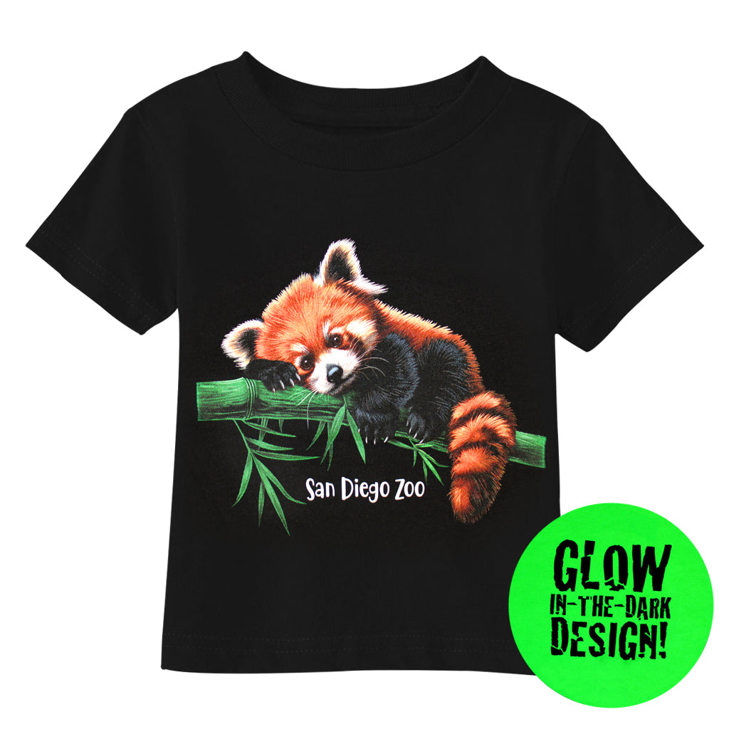 RED PANDA GLOW IN THE DARK BLACK TODDLER TEE SAN DIEGO ZOO