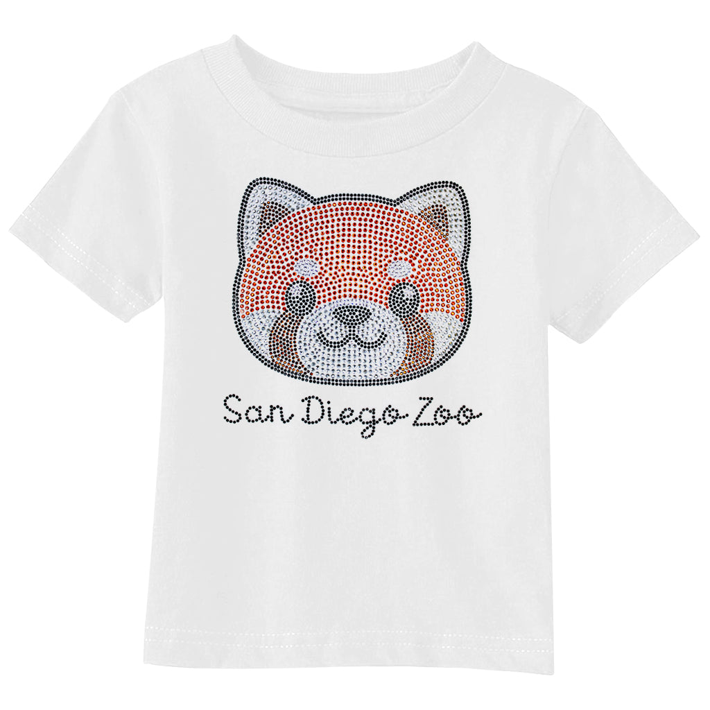 RHINESTONE RED PANDA GIRLS TODDLER WHITE TEE T-SHIRT