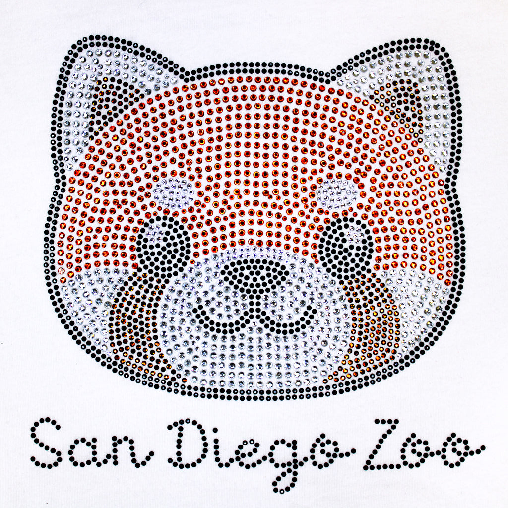 Rhinestone Red Panda Face Toddler Tee