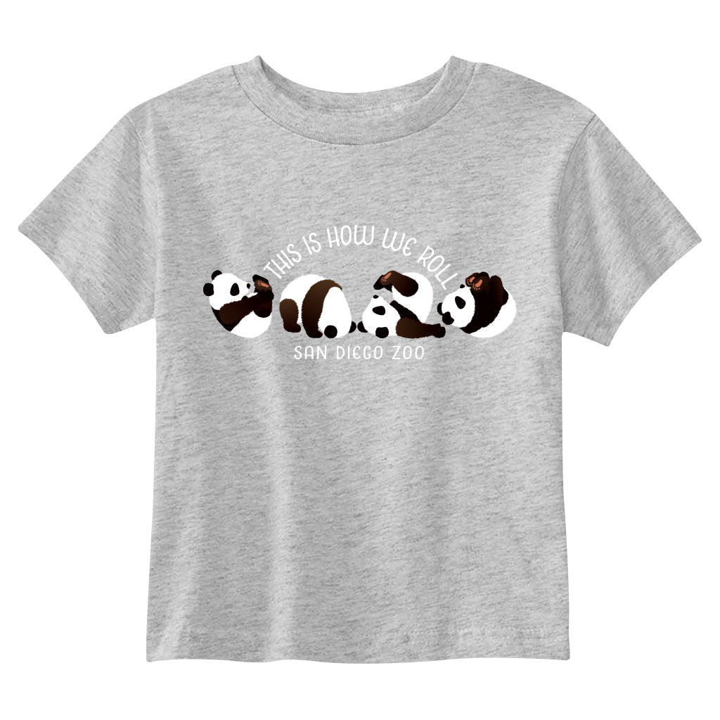 THIS IS HOW WE ROLL GIANT PANDA TODDLER TEE HEATHER GREY