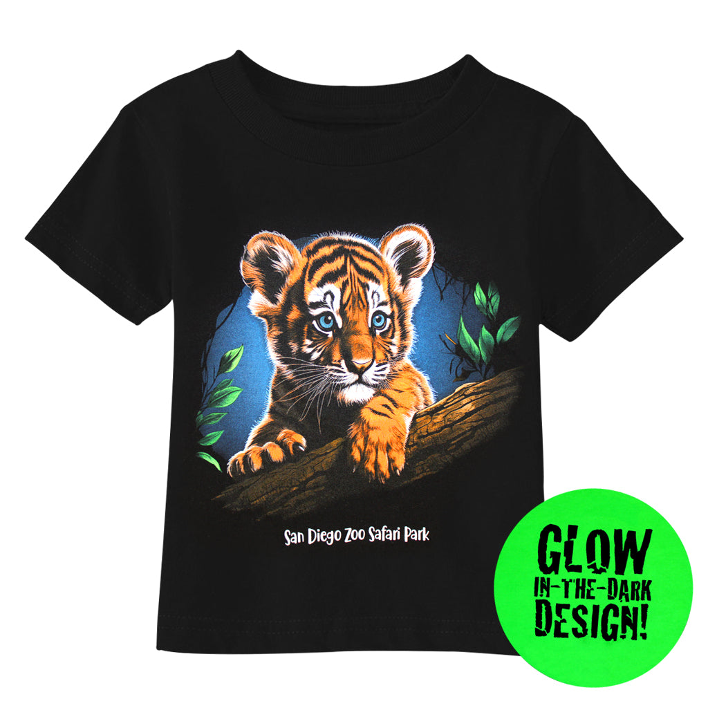 TIGER CUB GLOW IN THE DARK TODDER  TEE IN BLACK 