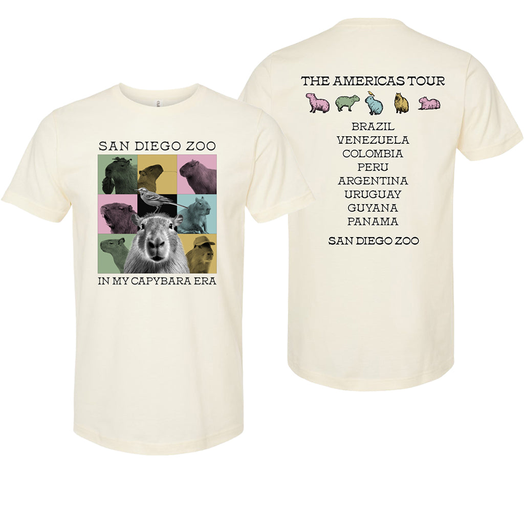 IN MY CAPYBARA ERA THE AMERICAS TOUR CONCERT STYLE TEE SAN DIEGO ZOO UNISEX CREW COTTON NATURAL TEE