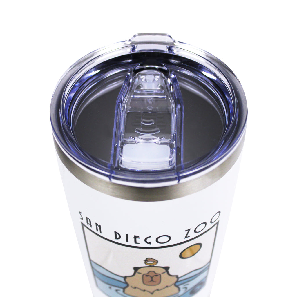 Swimming Capybara Cork Bottom Tumbler - White