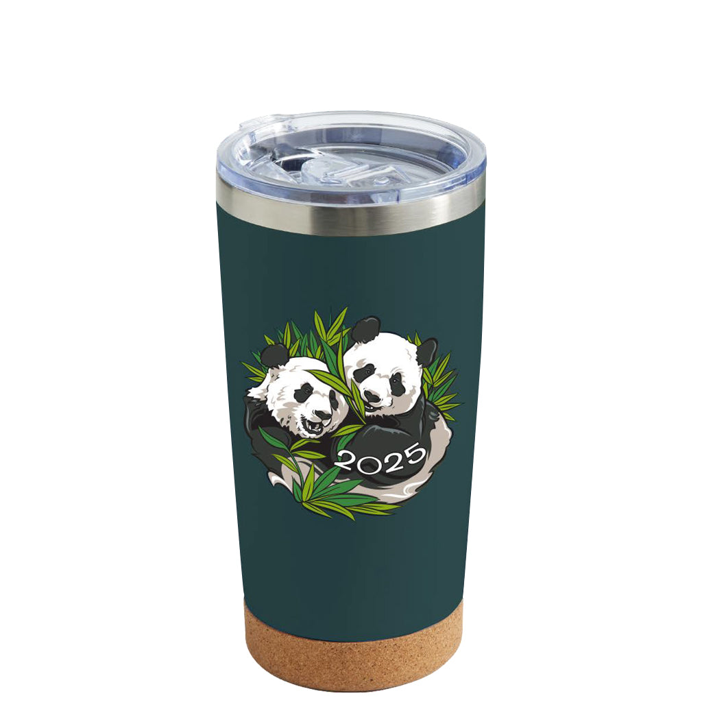 ROSE PARADE INSPIRED GIANT PANDA PAIR PINE GREEN TUMBLER