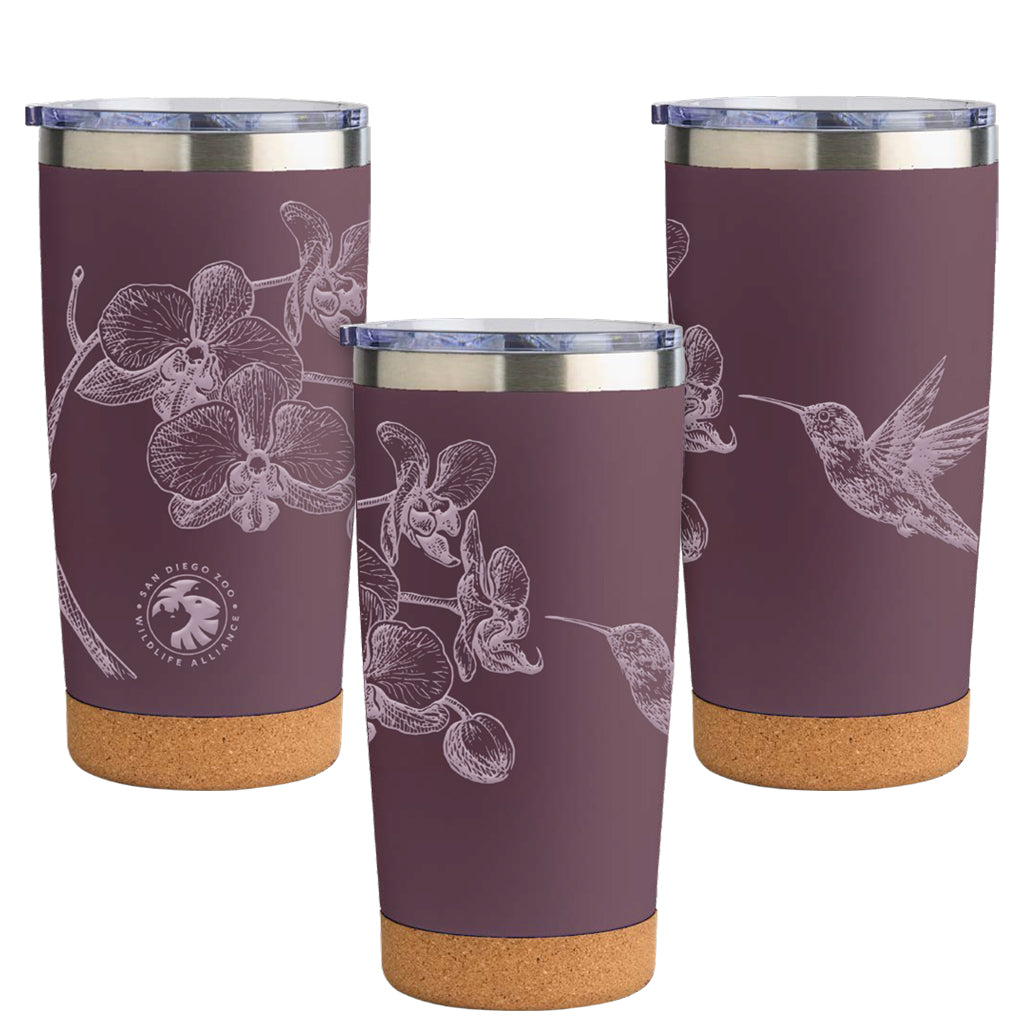 Hummingbird &amp; Orchid Cork Bottom Tumbler