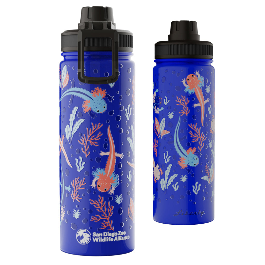 LIBERTY AXOLOTL WATER BOTTLE WITH FLIP LID TOP OCEAN BLUE 