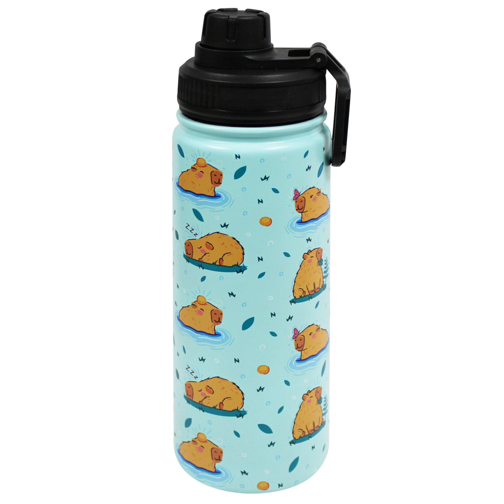 Capybara Splash Water Bottle 20 oz. twist top with playful capybara print.