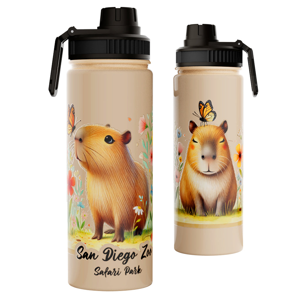 Capy Spring Water Bottle Capybara Butterfly Stainless Steel Flip-Top