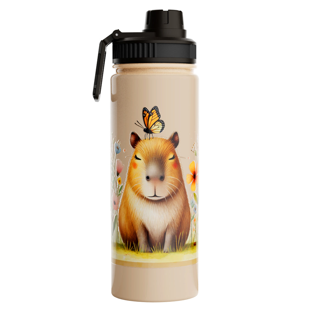 SPRINGTIME CAPYBARA FLOWERS AND BUTTERFLY STAINLESS WATER BOTTLE 