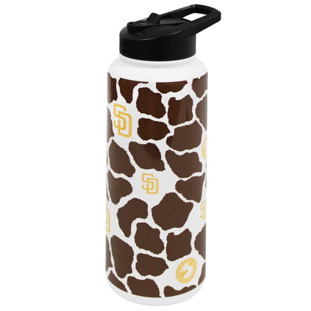 SAN DIEGO PADRES AND SAN DIEOG ZOO WILDLIFE ALLIANCE GIRAFFE PRINT 32OZ WATER BOTTLE WATERBOTTLE 
