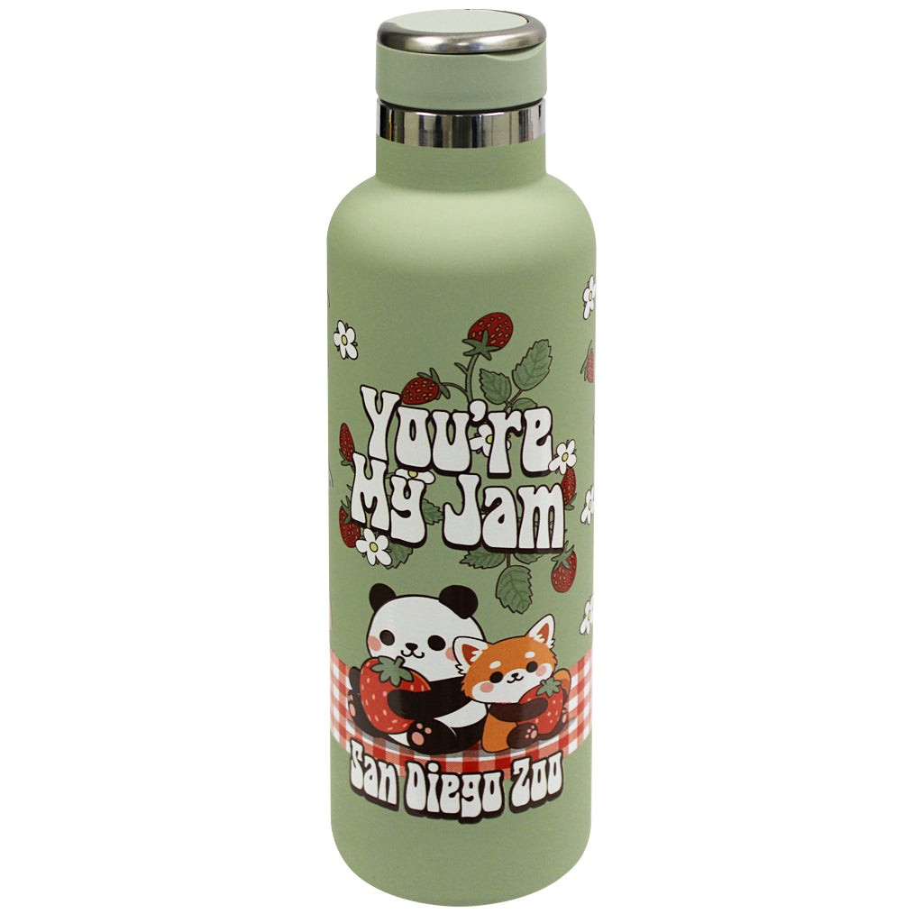 You're My Jam San Diego Zoo Panda and Red Panda waterbottle light green 