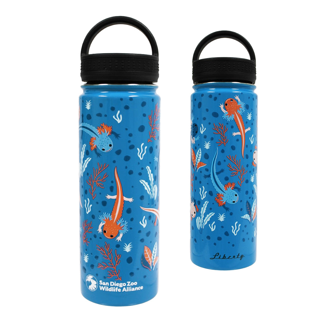 LIBERTY AXOLOTL WATER BOTTLE WITH HANDLE TOP BLUE 