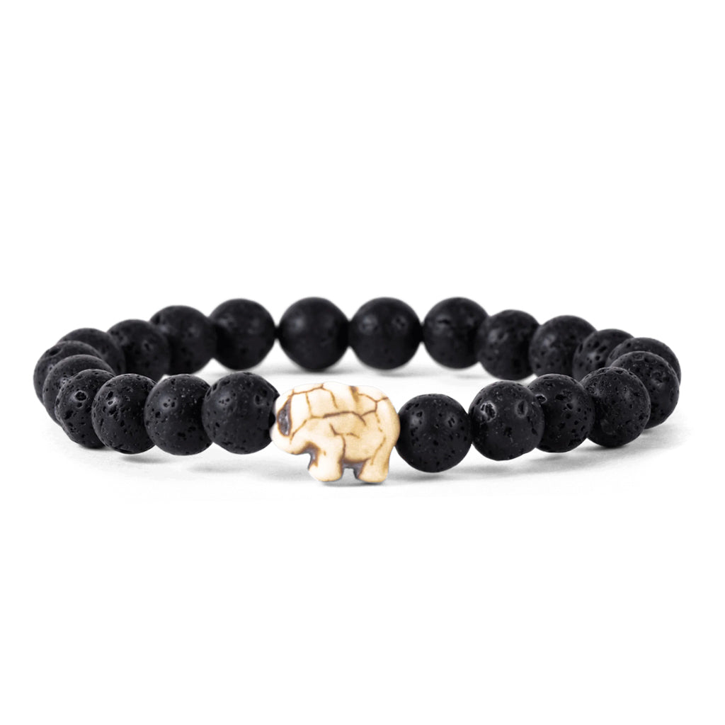 FAHLO TRACKING BRACELET AFRICAN ELEPHANT LAVA STONE 