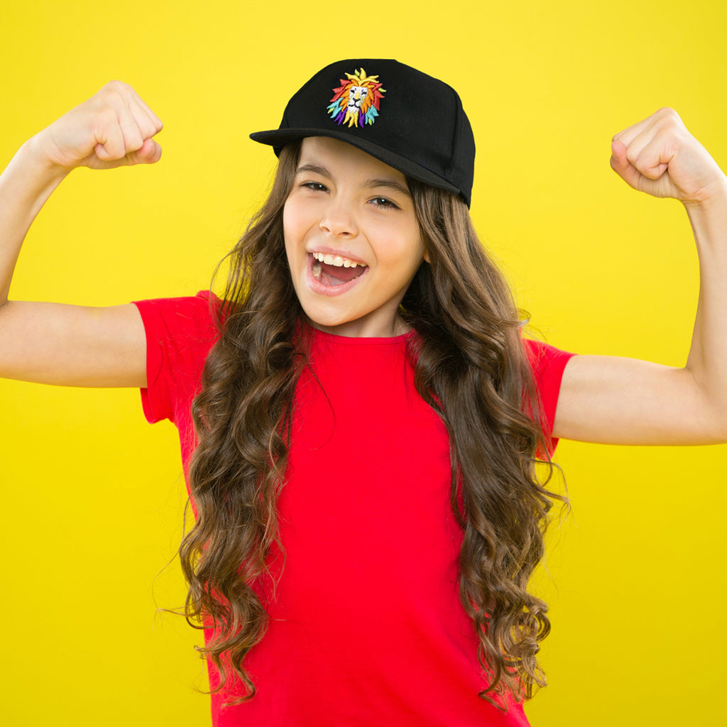 Colorful Lion Black Youth Baseball Cap