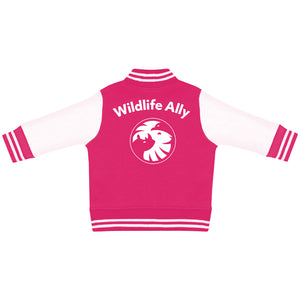 Wildlife Alliance Kids Varsity Jacket - Pink