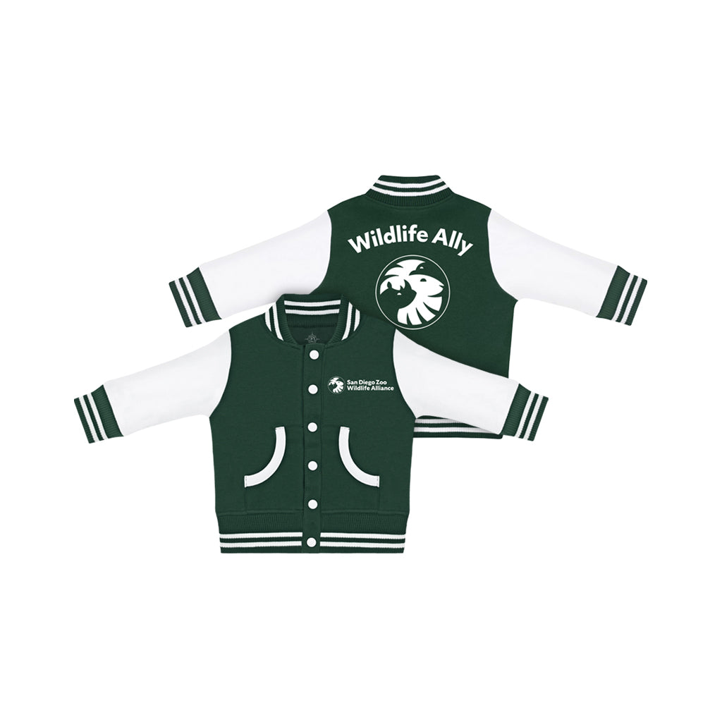 ShopZoo Wildlife Ally Infant Varsity Jacket - Green 3M