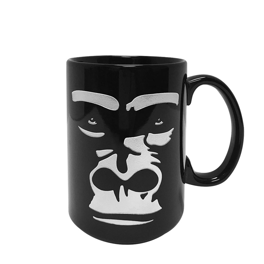 GORILLA SHADOW ETCHED GLOSSY BLACK COFFEE MUG