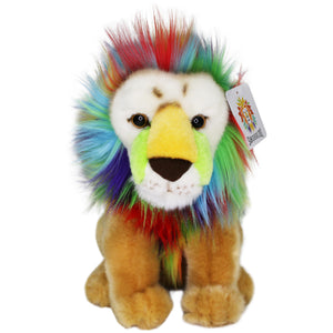 STUFFED COLORFUL LION REX SITTING RAINBOW PLUSHY