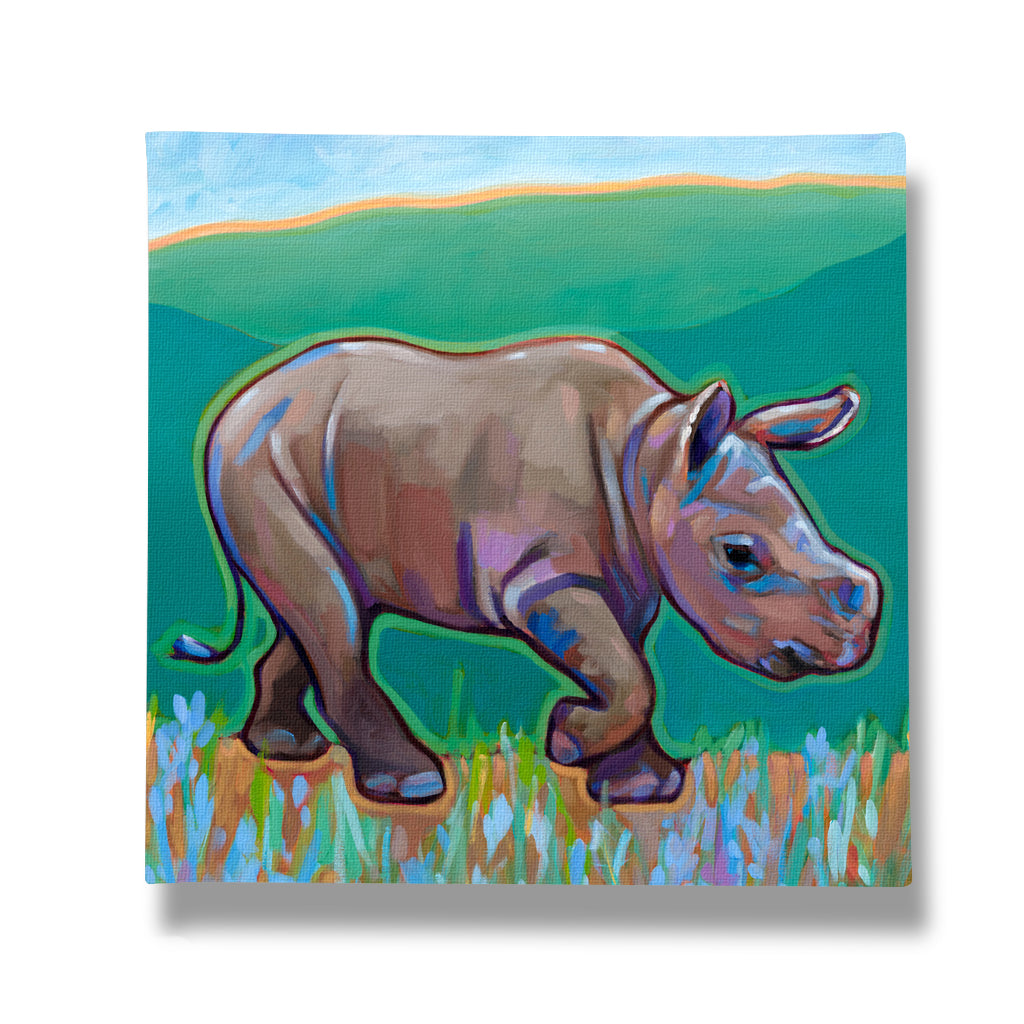 Rhino Baby Giclée Canvas Print - 8x8 - ShopZoo