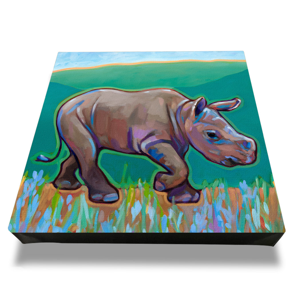 Rhino Baby Giclée Canvas Print - 8x8