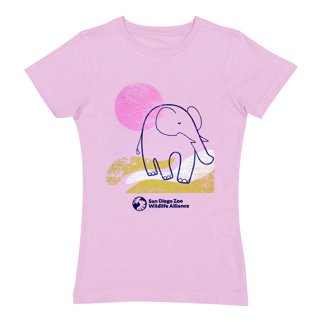 PINK KIDS ROUND NECK SHORT SLEEVE T-SHIRT ELEPHANT