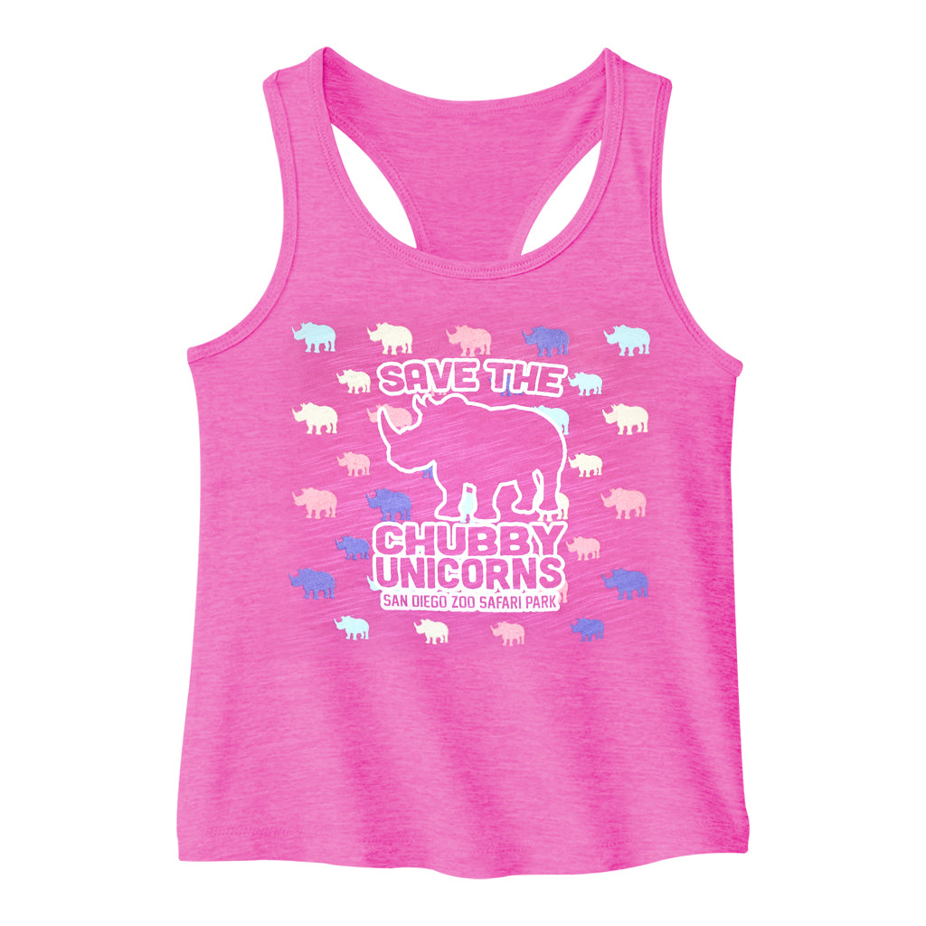 Save the Chubby Unicorns Girls Tank - Multi Pink