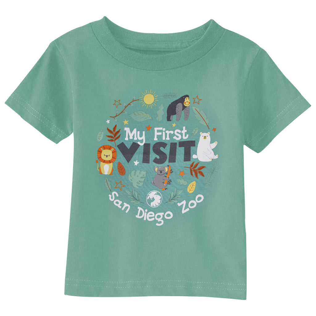 TODDLER T-SHIRT CREW NECK SHORT SLEEVE GREEN TEAL  MY FIRST VISIT SAN DIEGO ZOO 