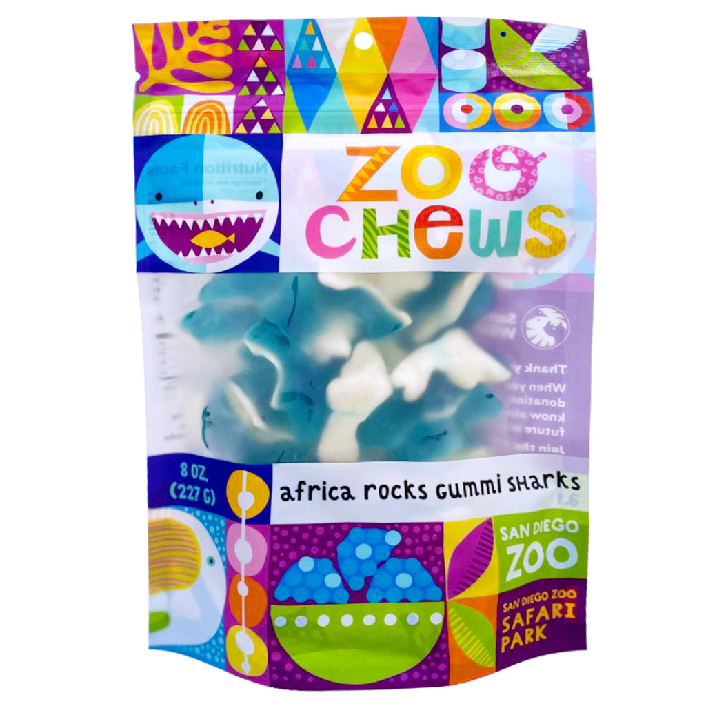CANDY ZOO CHEWS AFRICA ROCKS BLUE GUMMI SHARKS 